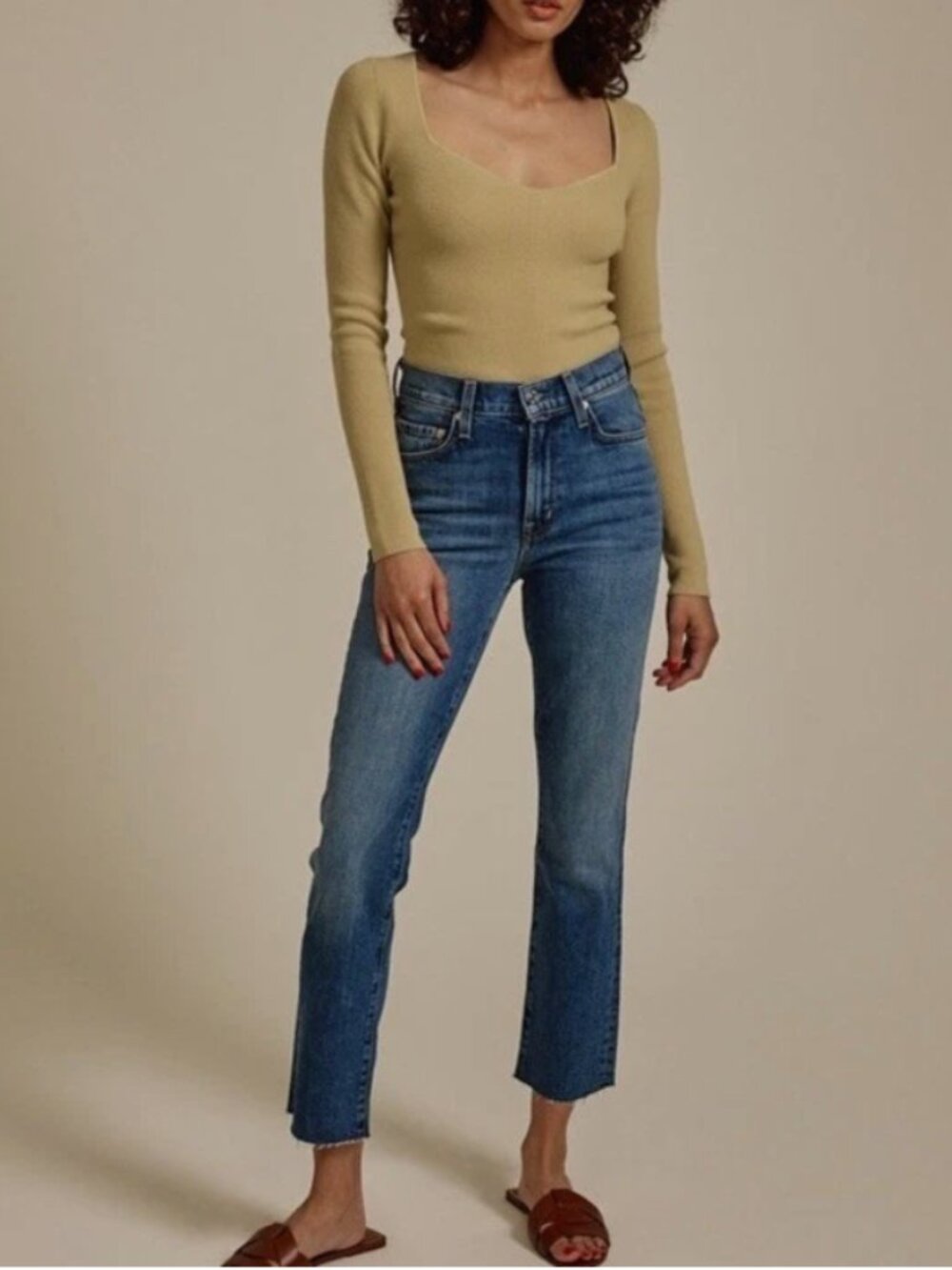 Edwin Bree Slim Jeans Deja Blue Wash Size 28 Raw Hem Stretch